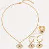 Wedding Jewelry Sets 3 Pcs Set Necklace Earring Ring Adjustable Thin Chain Natural Stone Pendant Woman Girl On Party Daily Wear 230808