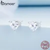 Stud 925 Sterling Silver Sparkling Heart Zircon Boucles d'oreilles Simple Little Love pour les femmes Fine Jewelry BSE853 230808