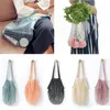 Sacs de rangement Réutilisable Fruit String Grocery Shopper Cotton Tote Mesh Woven Net Shoulder Bag