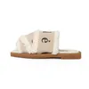 Woody Mules Kobiet Projektantki Kapcia Slajdy Sandały Futro płócienne Shearling moda płaska biała czarna żagiel kobieta na plaży pepper Winter Slipper Sandal 35-42