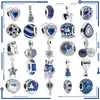 Breloque en argent Sterling 925, nouveau pendentif en forme de cœur et d'étoile en pierres précieuses bleues pour bracelet Pandora original, bijoux pour femmes, livraison gratuite