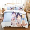 Ensembles de literie Honkai Impact 3 ensemble de literie dessin animé Anime ensemble de trois pièces adulte enfant chambre housse de couette ensembles 3D Kawaii fille mignon femmes ensemble de lit 230809