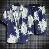 Survêtements pour hommes Hawaiian Holiday Beach Suit Fashion Chemise à manches courtes et shorts Ensembles de deux pièces Loose Handsome Flower Printing Sursuit