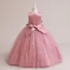 Meisjesjurken roze tule bloem voor bruiloften prinses kind elegante mouwloze avondfeest prom prom first communion optocht baljurk