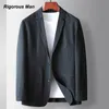 Herrenanzüge-Blazer Marke Top Grade Herren-Blazer Frühling Herbst mikrofaltig elastische einfarbige Luxus-Business-Anzugjacken Korea Mann Kleidung 230808