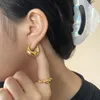 Hoop Earrings Fashion Korean Classic Copper Alloy Smooth Metal For Woman Temperament Party Jewelry Earring Gifts