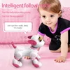 Electric/RC Animals Funny RC Robot Electronic Dog Stunt Dog Voice Command Programmable Touch-sense Music Song Robot Dog Pink Toys for Girls Gift 230808