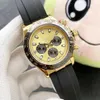 Orologi meccanici automatici da uomo d'affari di moda d'oro Orologio da polso con cinturino in caucciù in acciaio inossidabile da 40 mm Corona a vite Anello antigraffio in ceramica Apertura montre