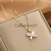 Pendentif Colliers Or Couleur Collier pour Femmes Zircon Bijoux Pendentif Collier En Acier Inoxydable Sirène Coeur Papillon En Acier Inoxydable Tournesol J230809