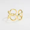 Cluster Ringe Solide 925 Silber Farbe Kreis Hohl Offen Für Frauen Vergoldet Trendy Retro Anillos Party Geschenke Zubehör