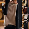 Women's Sweaters Stylish Sweater Vest Top Loose Stretchy Sleeveless Turtleneck Pullover