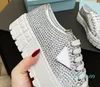 Rhinestone Dress Shoes for Womens Designer Classic Triangular Buckle Cashmere Lace Up Sequin Decoration 5cm Thick Soles Platform Silver Muffin Shoe