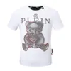 Pleinxplein PPメンズTシャツオリジナルデザインサマーシャツPlein Tシャツppコットンラインストーンシャツ半袖143黒白色