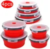 Lunchlådor runt silikon vikbox set mikrovågsugn bärbar mat container skål sallad mellanmål med lock CF 103 230808