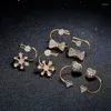 Backs Earrings Romantic Crystal Copper Tie/Flower Clip For Women Classical Cute Charming Gift Handmade Jewelry Accessory Wholesale