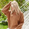 Women's Sweaters Cable Knitted Crew Neck Sweater Geometric Pattern Long Sleeve Pullovers Autumn Winter Fashion Cute Tops Clothing Jumpers