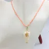 Choker Fashion Trendy Jewelry Alloy Chain Bohemian Natural Pink Coral Sea Snail Shell Dangle Halsband Design för Women Charm Party Gift