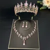 Gioielli per capelli da sposa Moda Cristallo rosa Tiara da sposa Corona Donna Regina Principessa Set di collana Set di gioielli di moda Diademi 230808