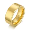 Cluster Rings 8mm Tungsten Steel Ring Gold Color Men Simple Accessories Jewelry Wedding Band Carbide