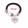 Charm Bracelets Family Member Jewelry Sister Carving Pave Cristal Heart Pingente com Corrente de Couro Preto Bracelete Garra de Lagosta