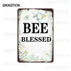 Engraçado Bee Metal Signs Plate Vintage Cute Bees Metal Plaque Tin Sign Farm Garden Wall Decor Room Living Decorative Caution Bee Iron Decor 30X20CM w01