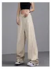 Pantalons pour femmes s HOUZHOU solide coton lin Kpop Style coréen taille élastique ample jambe large pantalon droit femme Harajuku pantalons de survêtement 230808