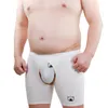 Caleçon 1 ensemble 2 pièces ours Gay fier sous-vêtements griffe exposer fesses entrejambe translucide boxeurs Sexy Jocks blanc M L XL XXL