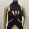 Frauen Tanks Frühling Kleidung Yk2 Mode Sexy Ärmel Hohl Pullover Reversible Weste Halb Hohen Kragen Einfarbig Crop Top