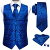 Men's Vests Elegant Men's Vest Silk Spring Royal Blue Sky Blue Navy Paisley Male Formal Waistcoat Suit Sleeveless Jacket Dress Barry Wang 230808