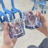 300ml düzensiz fincan bükülme cam bardağı Korean Ins Şeffaf Su Kupası Viski subotu kahve fincanı origami süt kurşunsuz fincan hkd230809