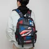 Designer Shark Backpack Large Capacity Men Backpack Young Fashion Cartoon Pattern Backpack Student Schoolbag Travel Portable Bag Laptop Bag 230809