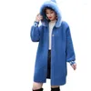 Femmes fourrure automne hiver femmes Faux manteau 2023 mode longue lettre pardessus à capuche veste femmes Chaqueta Mujer