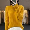 Camisolas femininas suéter para mulheres outono e inverno moda padrão waffle roupas lã pura malha pulôver macio quente solto top