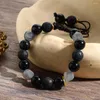 Brin 10mm Pierre Volcanique Perle Noire Chaîne Bracelet Pour Hommes À La Main Réglable Tressé Yoga Énergie Perlé Petit Ami Cadeau