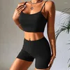 Vrouwen Nachtkleding Vrouwen Pyjama Yoga Set Sexy Bh Sling Top Shorts Broek Elastische Trekkoord Riem Broek Zomer Pyjama thuis Pak