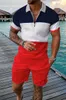 Trainingspakken voor heren Lente- en zomerkostuum Polyester Jacquard Craft Vrijetijdsmode Rood poloshirt Rits Tweedelige set