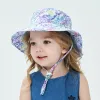 Sombrero de bebé de verano para niñas, niños, cubo bloqueador solar, gorra de playa de viaje para primavera y otoño, sombreros para el sol con cuerda a prueba de viento, 20 colores ZZ