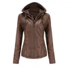 الجلود النسائية S-4XL Womens Faux Pu Jacket Spring Autumn Female Coated Shipper اثنين