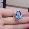 Cluster Rings Natural Blue Topaz S925 Pure Silver Romantic Oval Ring Fine Fashion Wedding Charm Jewelry For Women MeiBaPJ FS