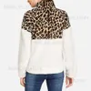 Frauen Langarm Fleece Fleece Sweatshirt warme Zip Leopard Fuzzy Hoodie Pullover Bluzy Damskie Winter Hoodie Sweatshirts Femme New T230809