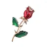 Broscher kvinnor rose blomma blad brosch stift blazer kostym lapel bröllop fest boutonniere charm smycken kläder tillbehör