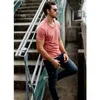 T-shirt da uomo Camicia estiva in cotone elasticizzato da uomo Casual Soft Top da fitness T-shirt a maniche corte con scollo a V