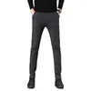 Men's Pants HCXY Plaid Casual Men Smart Trousers Male Full Length Korean Fashion Slim Fit Straight Stretch