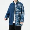 Mäns jackor Mens Vintage Indigo Tang Suit Jacket 2023 Spring Men Långärmad bomull Kinesisk traditionell Cardigan Coat