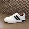 Top Layer Cowhide 2023 New Ballys New Classic Men's Striped Style Small White Shoe Board Shoes Lace Up Casual Men's Shoes