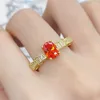 Кластерные кольца оранжевый австрийский хрустальный шик бриллиантов драгоценные камни нежные для женщин 18 тыс. Золото уникальные ювелирные аксессуары