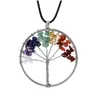 Pendant Necklaces 7 Chakra Tree Of Life Healing Natural Crystal Gravel Stone Charm Leather Wax Rope Chain For Women Fashion Jewelry Dr Dhgmk