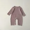 Set di abbigliamento Primavera Estate 2023 Bambino Comodo e morbido Unisex Tuta a costine O-Collo Manica lunga Top Pantaloni 2 pezzi Pagliaccetto tascabile Alta qualità