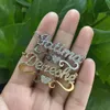 Charm Bracelets Qitian Heart con nombre personalizado Collar para mujer Custom Gold Acero inoxidable BlingBling Pendant Custom ICED OUT COLLAR 230808