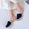 Femmes chaussettes haut talon invisible orteils antidérapant pied avant coussinets dames avant-pied bateau cinq mince bout ouvert